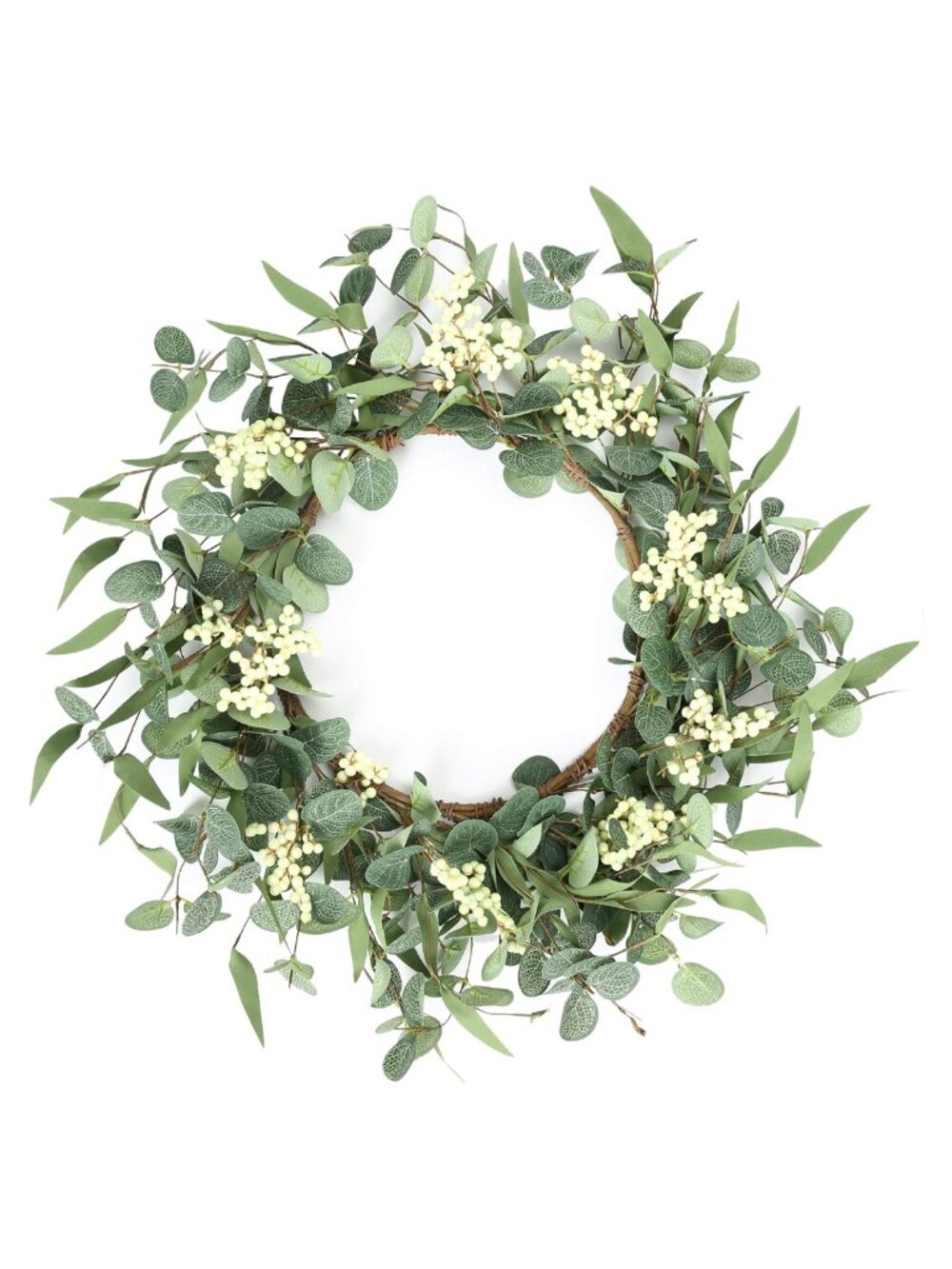 20 Inch Eucalyptus Wreath Artificial Greenery Front Door Decor